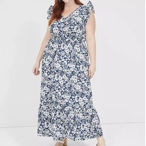 NEW LANE BYRANT Maxi Dress Size 26 Floral Cottage Prairie Long Flutter Sleeves